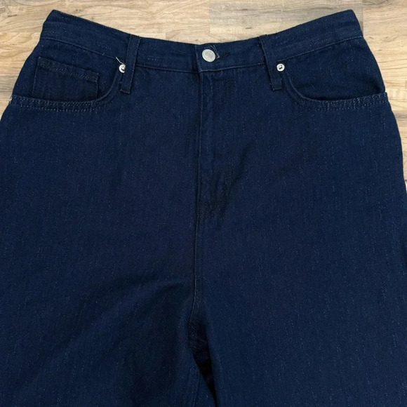 NWOT Free People We the Free Jeans Wide Leg High Waist 31 Dark Denim Linen Blend - Picture 5 of 10